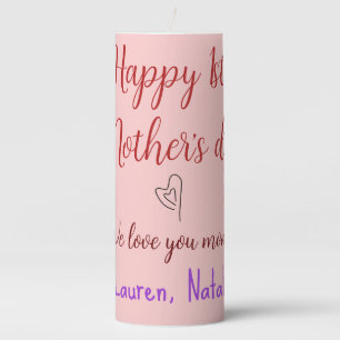 Happy first mothers day add name text mommy heart pillar candle