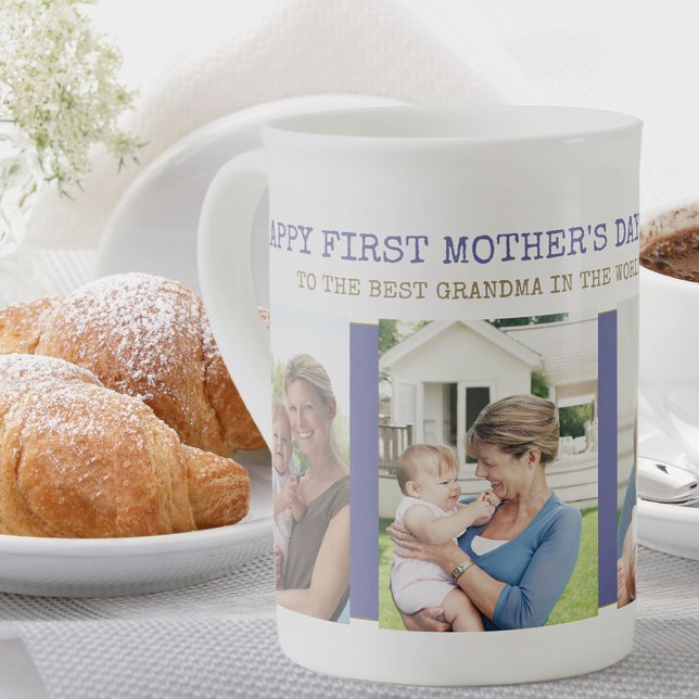 Happy First Mother's Day Best Grandma 4 Photo Bone China Mug (Creator Uploaded)