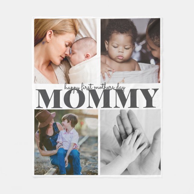 happy first mothers day cute photo collage  fleece blanket (Front)