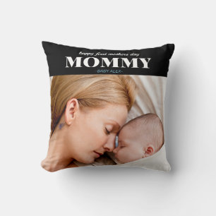 happy first mothers day cute photo collage throw pillow