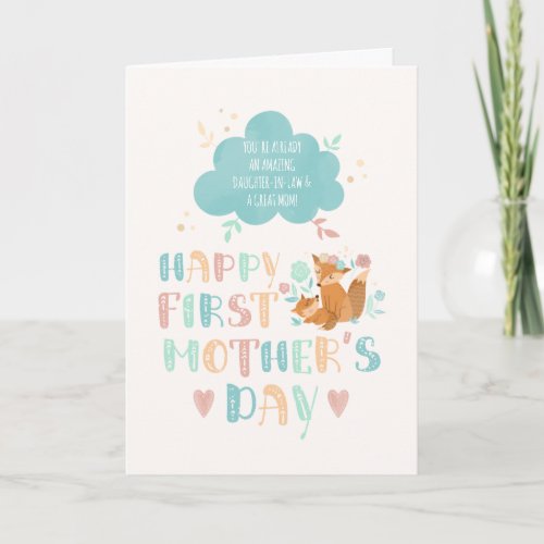 Happy First Mothers Day For Daughter_in_Law Boho Card