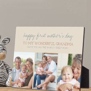 Happy First Mothers Day Grandma - 3 Photo Cream Plaque