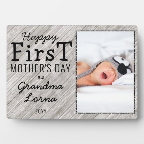 Happy First Mothers Day Grandma Custom Photo Wood Plaque
