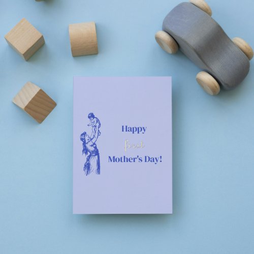 Happy first Mothers Day _ Its a boy Blue Foil Greeting Card