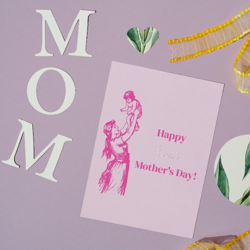Happy first Mothers Day _ Its a girl Pink Foil Greeting Card