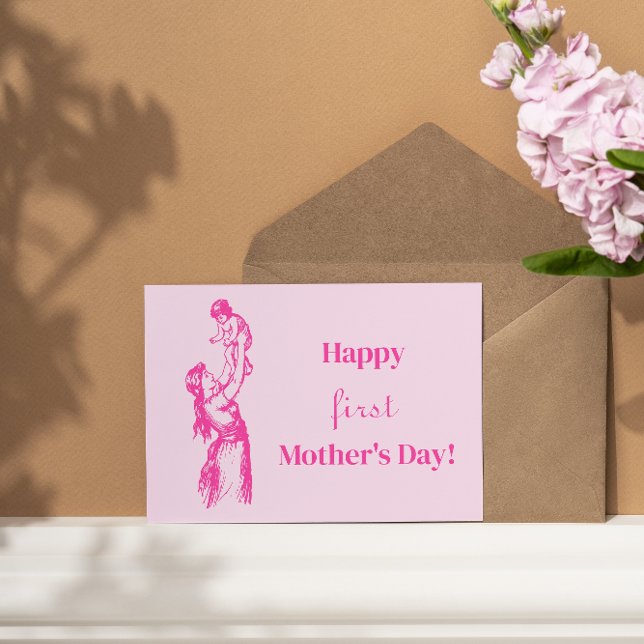 Happy first Mother's Day - It's a girl! Pink Mom Postcard (Creator Uploaded)