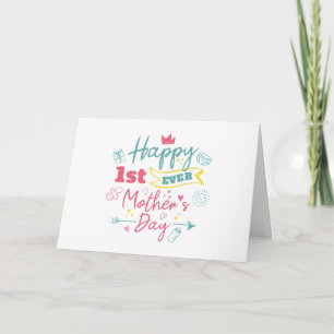 Happy First Mothers Day Modern First Mom Holiday Card