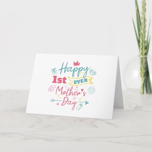 Happy First Mothers Day Modern First Mom Holiday Card (Front)