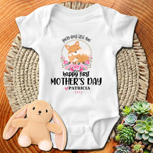 Happy First Mother's Day Mommy - Mom and Baby Fox Bodysuit