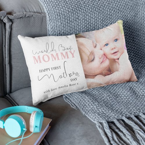 Happy First Mothers Day  Photo Lumbar Pillow