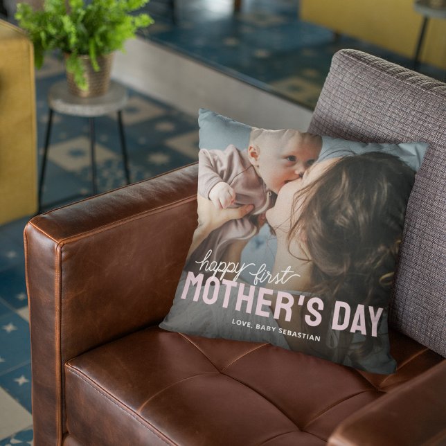 Happy First Mothers Day Photo Throw Pillow (Creator Uploaded)