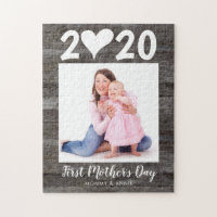 Happy First Mother's Day Photo Wood Keepsake Heart