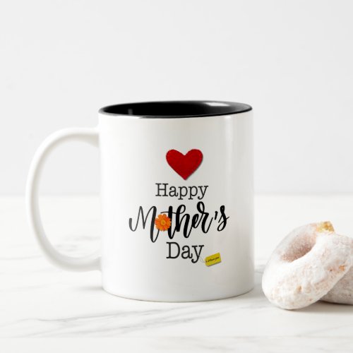 Happy First Mothers Day simple design Two_Tone Coffee Mug