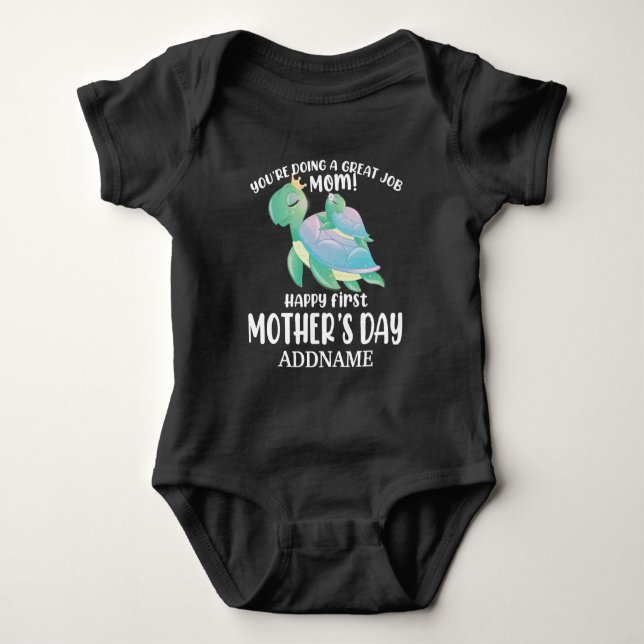 Happy First Mothers Day - Turtles Personalized Baby Bodysuit (Front)