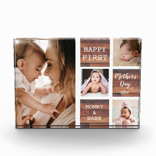 Happy First Mother's Day Wood 4 Photo Collage   Block