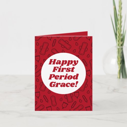 Happy First Period Blood Red Cute Menstrual Pad Card