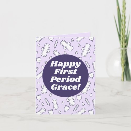 Happy First Period Lavender Cute Menstrual Pad Card