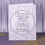 Happy First Period Name Purple Cute Tampon Pad Card