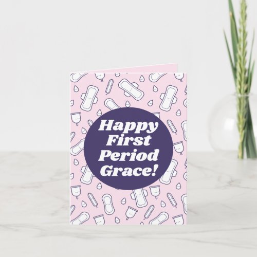 Happy First Period Pink Cute Menstrual Pad Card