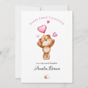 Happy First Valentine Teddy Bear Greeting Card fo