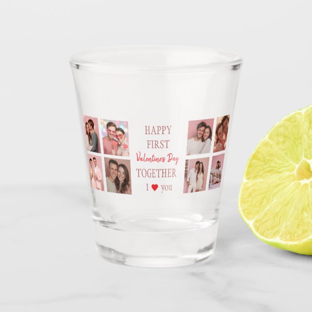 Happy First Valentine's Day Shot Glass (Front)