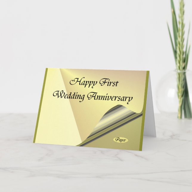 Happy First Wedding Anniversary Paper Card (Front)