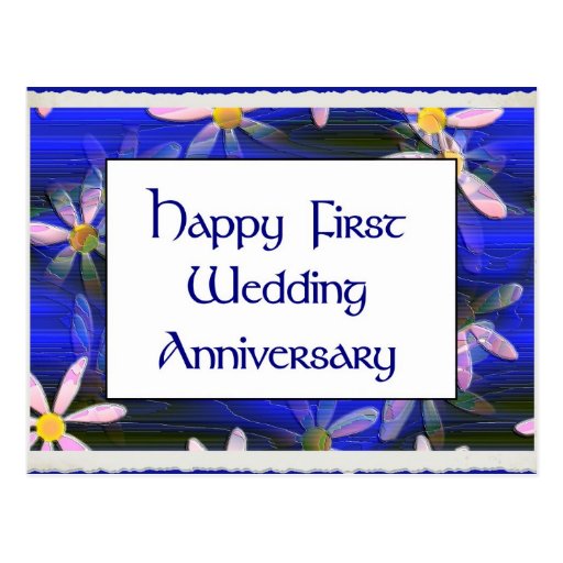 Happy First Wedding Anniversary Postcard | Zazzle