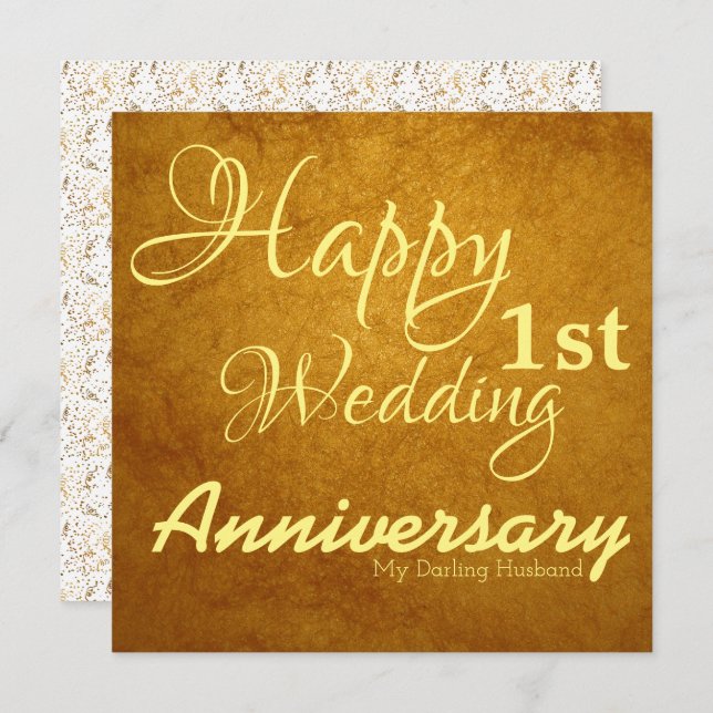 Happy First Wedding Anniversary to My Husband Card (Front/Back)