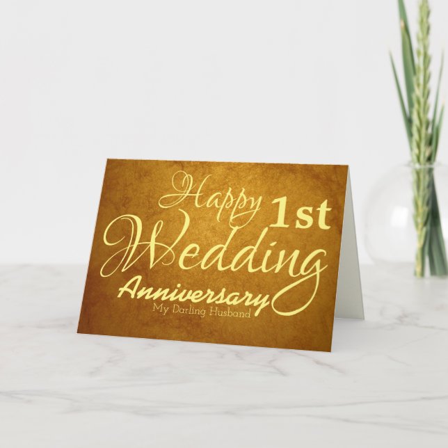 Happy First Wedding Anniversary to My Husband Card (Front)