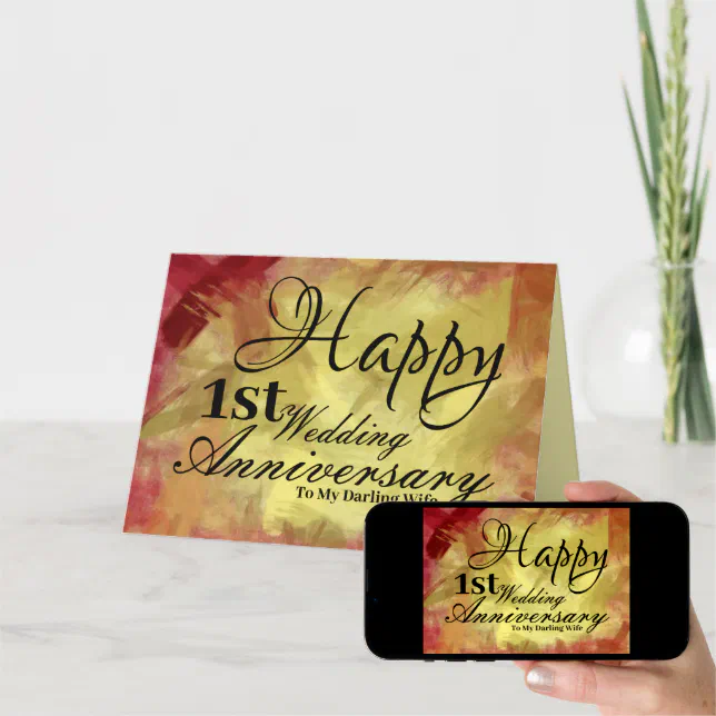 Happy First Wedding Anniversary to My Wife Card | Zazzle
