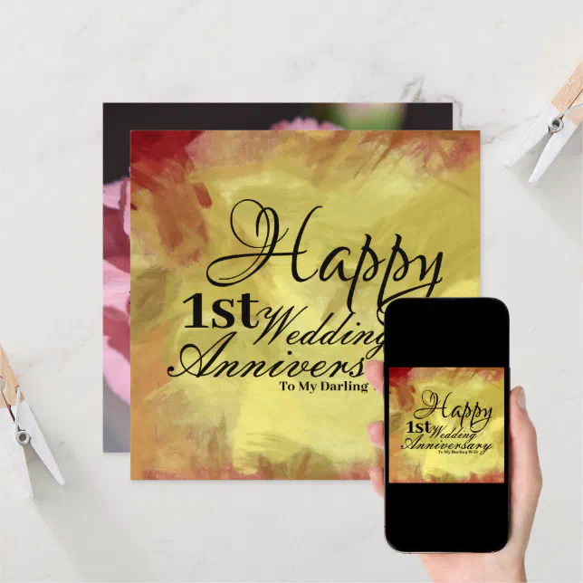 Happy First Wedding Anniversary to My Wife Card | Zazzle