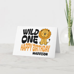 Happy First Wild One Safari Themed 1st Birthday Card