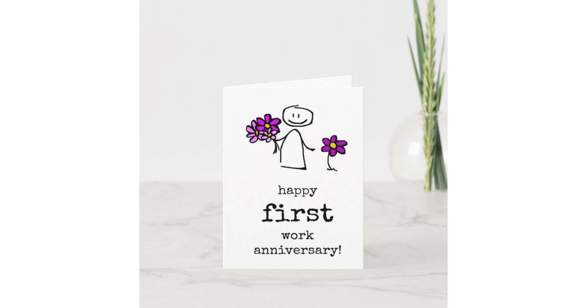 Happy First Work Anniversary, Cute Coworker Card | Zazzle