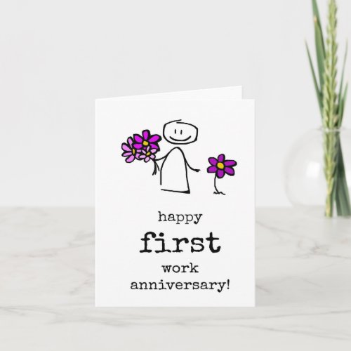 Happy First Work Anniversary Cute Coworker Card