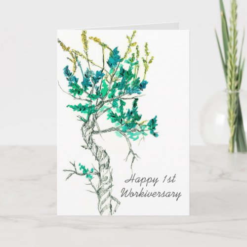 Happy First Workiversary Employee Sagebrush Plant Card