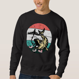 Happy Fish And Worm Fishing Farm Distressed Retro Sweatshirt