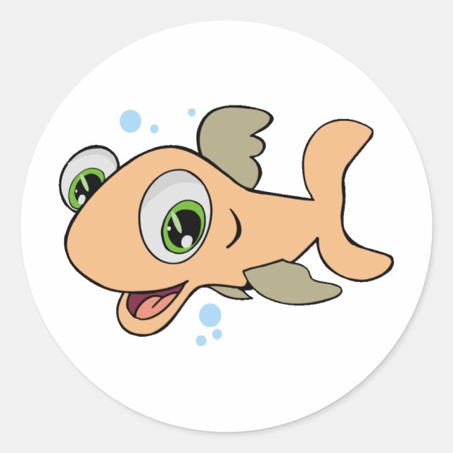 Happy Fish Classic Round Sticker (Front)