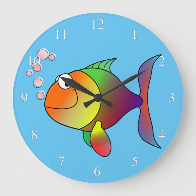 Happy Fish Small Numbers Large Clock (Front)