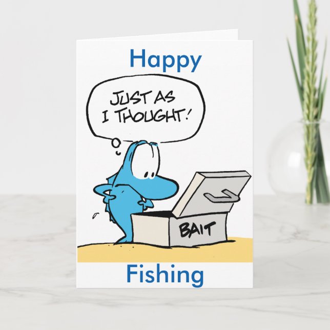 Happy Fishing Cartoon Greeting Card (Front)