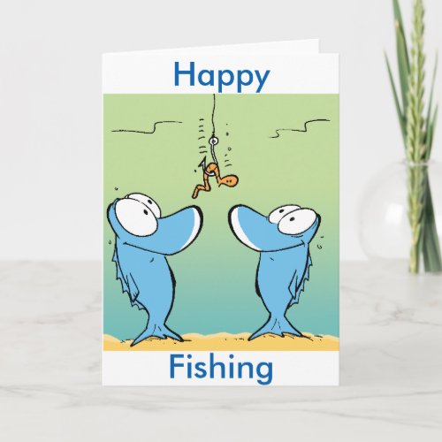 Happy Fishing Funny Cartoon Greeting Card
