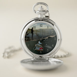 Happy fishing pocket watch