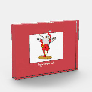Happy Fitness Exercise Christmas with Santa Acrylic Award