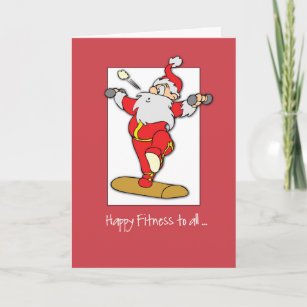24 Folded Holiday Cards with Envelopes Bulk Wholesale Box Made in the USA Funny Workout Sporty Santa Gym Rat Dancer Working Out Merry Fitmas Yoga Yoga Fitness Santa Christmas Cards 