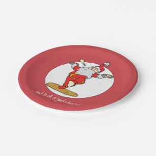Happy Fitness Exercise Christmas with Santa Paper Plates