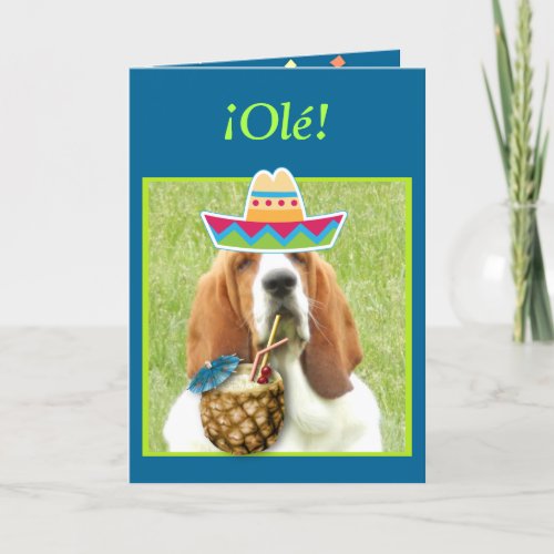 Happy Five of Mayo wBasset  Drinks Card