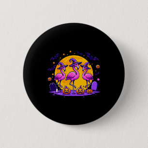 Happy Flamingoween Funny Flamingo Halloween Costum Button