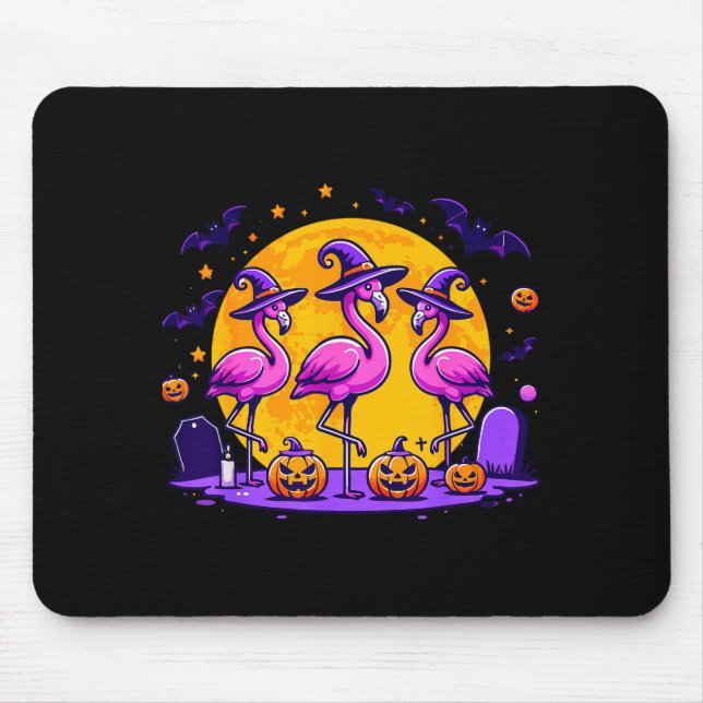 Happy Flamingoween Funny Flamingo Halloween Costum Mouse Pad (Front)
