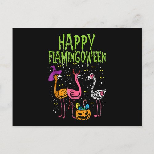 Happy Flamingoween Scary Flamingos Funny Halloween Postcard