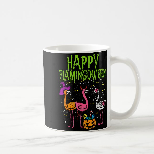 Happy Flamingoween Y Flamingos Funny Halloween Cos Coffee Mug (Right)