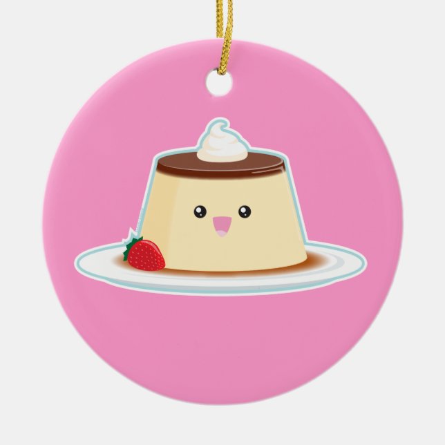 Happy Flan Ceramic Ornament (Front)